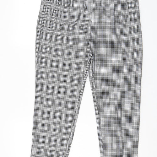 Zara Womens Grey Plaid Polyester Trousers Size S L26 in Regular - Pockets, Pleated Front