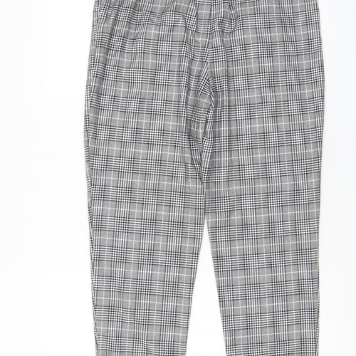 Zara Womens Grey Plaid Polyester Trousers Size S L26 in Regular - Pockets, Pleated Front