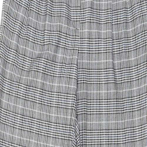 Zara Womens Grey Plaid Polyester Trousers Size S L26 in Regular - Pockets, Pleated Front