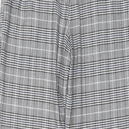 Zara Womens Grey Plaid Polyester Trousers Size S L26 in Regular - Pockets, Pleated Front