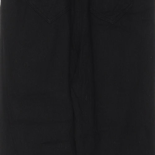 Zara Womens Black Cotton Trousers Size S L24 in Regular Drawstring - Pockets, Pleated Front