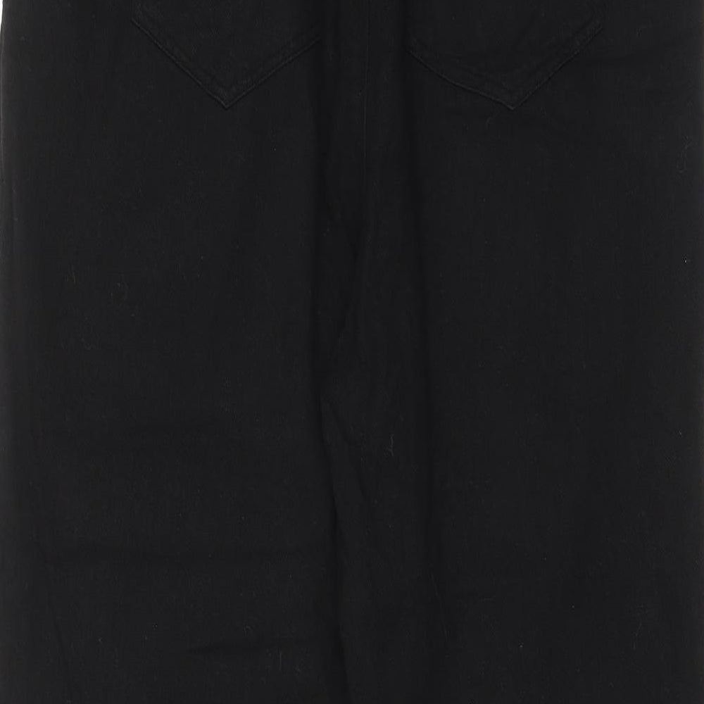 Zara Womens Black Cotton Trousers Size S L24 in Regular Drawstring - Pockets, Pleated Front