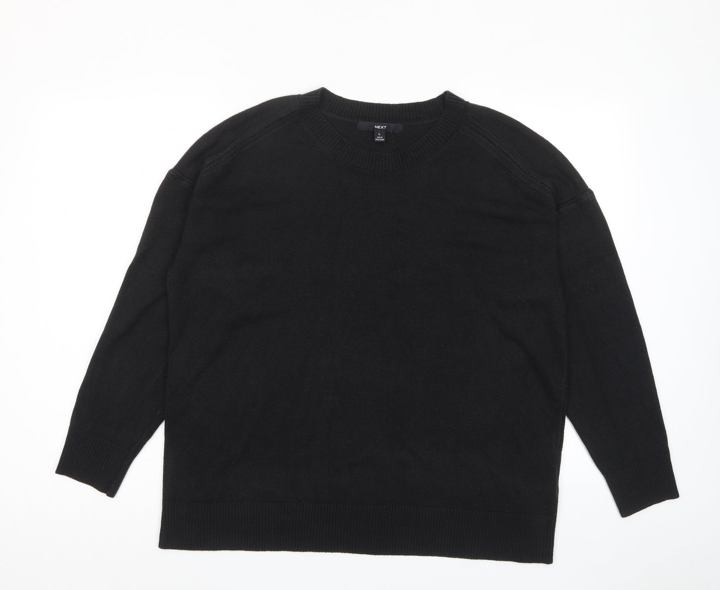 NEXT Mens Black Crew Neck Acrylic Pullover Jumper Size L Long Sleeve