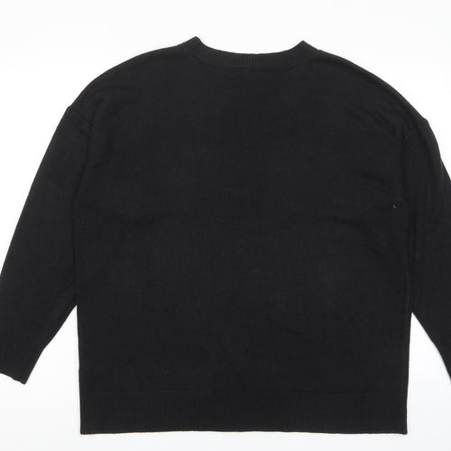 NEXT Mens Black Crew Neck Acrylic Pullover Jumper Size L Long Sleeve