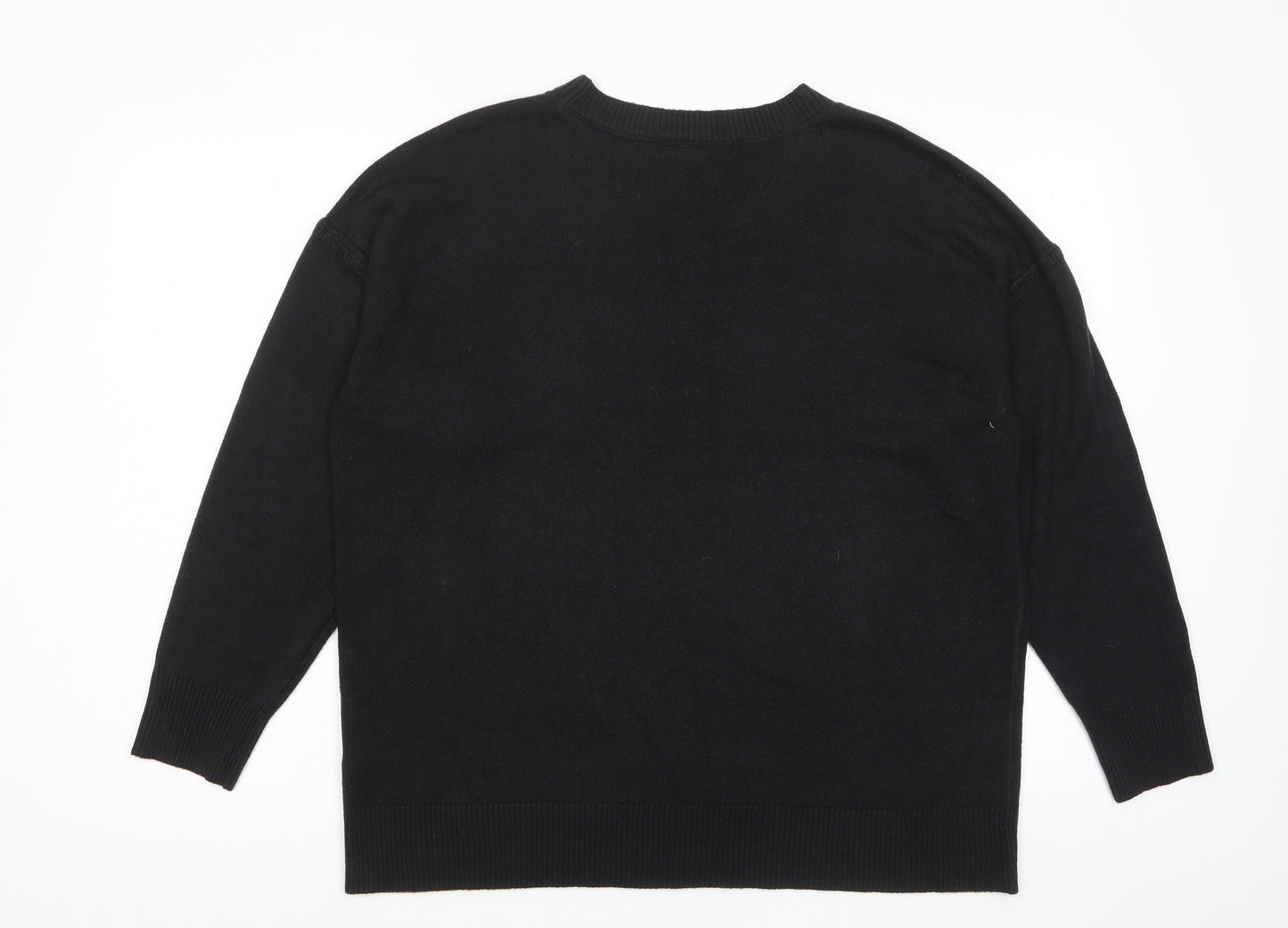 NEXT Mens Black Crew Neck Acrylic Pullover Jumper Size L Long Sleeve