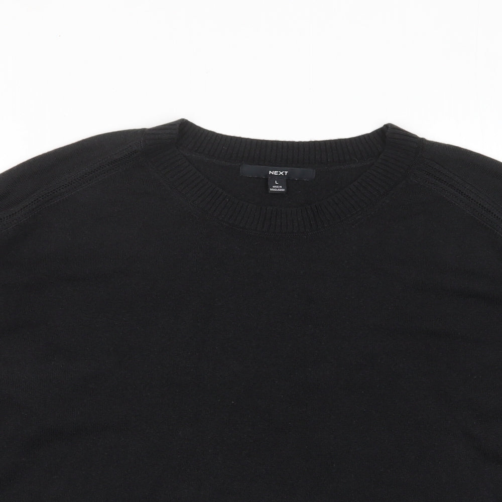 NEXT Mens Black Crew Neck Acrylic Pullover Jumper Size L Long Sleeve