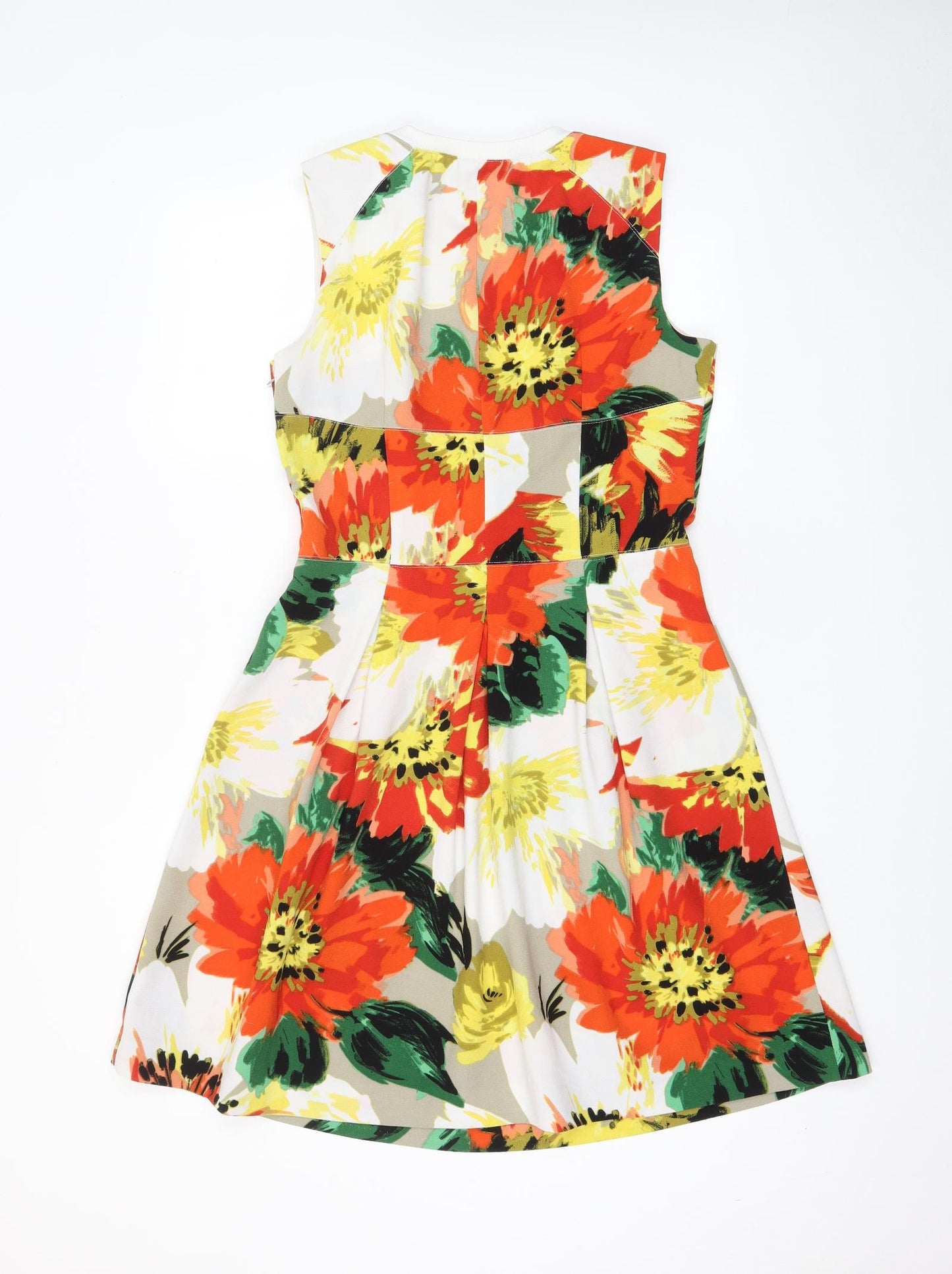 NEXT Womens Multicoloured Floral Polyester Fit & Flare Size 12 Crew Neck Zip