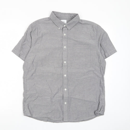 Burton Mens Grey Cotton Button-Up Size L Collared Button - Pocket
