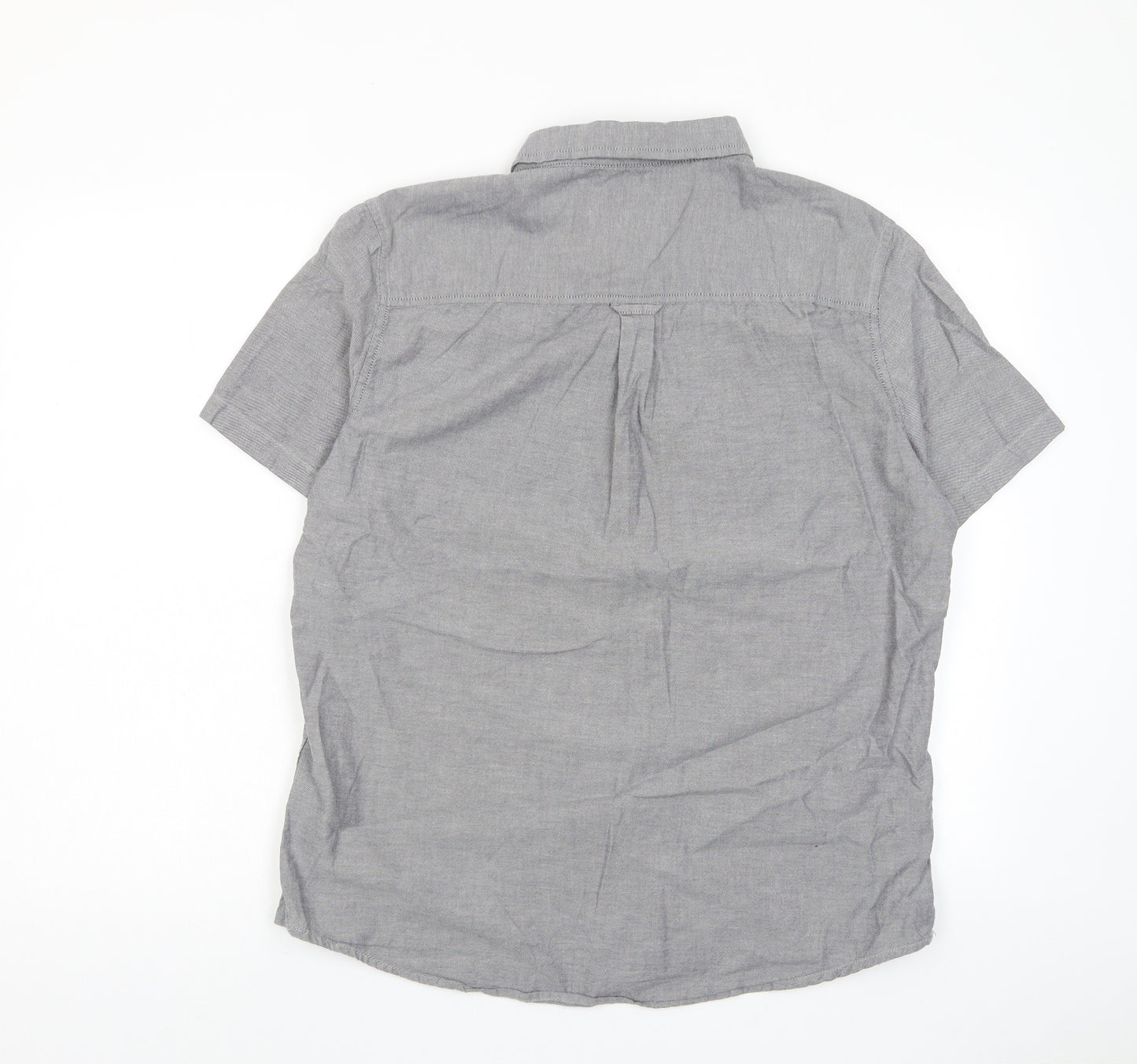 Burton Mens Grey Cotton Button-Up Size L Collared Button - Pocket