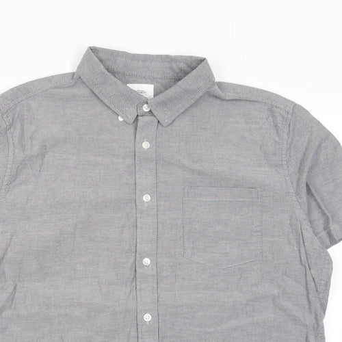 Burton Mens Grey Cotton Button-Up Size L Collared Button - Pocket