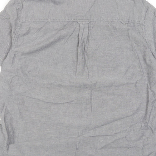 Burton Mens Grey Cotton Button-Up Size L Collared Button - Pocket