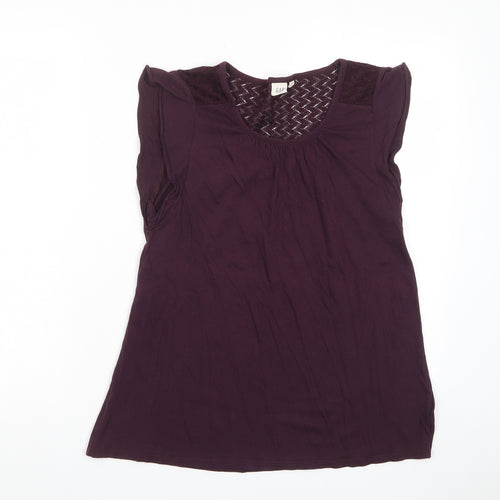 Gap Womens Purple Cotton Basic T-Shirt Size S Crew Neck