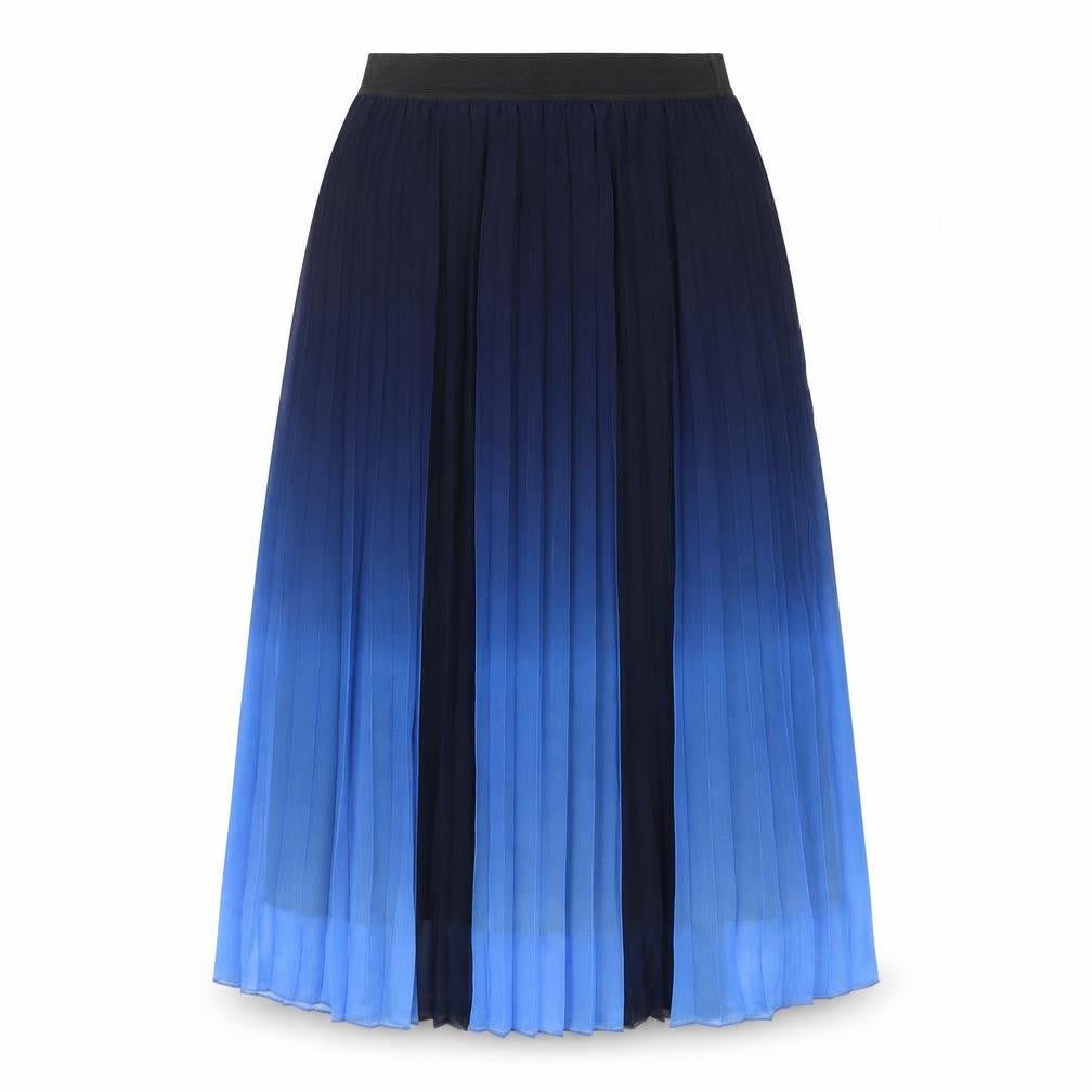 Selected Girls Blue Ombré Polyester A-Line Skirt Size 15-16 Years Regular Pull On - Pleated