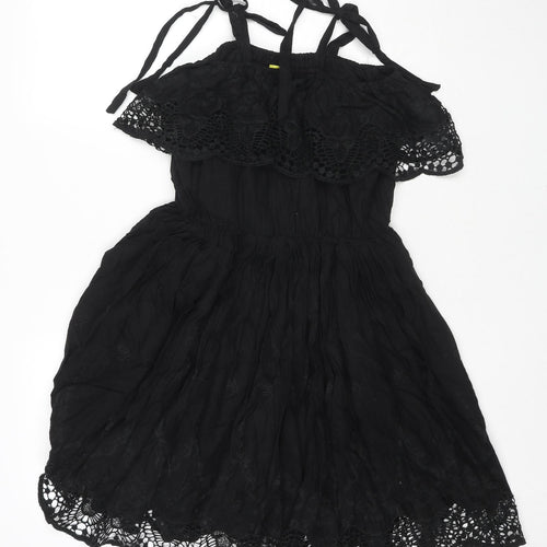 Max C London Womens Black Cotton Trapeze & Swing Size M Off the Shoulder Pullover - Lace detail