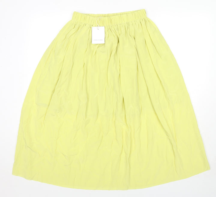 Samsøe Samsøe Womens Yellow Polyester Pleated Skirt Size S