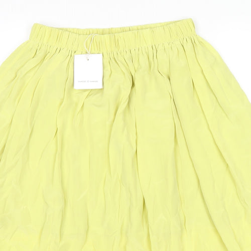 Samsøe Samsøe Womens Yellow Polyester Pleated Skirt Size S