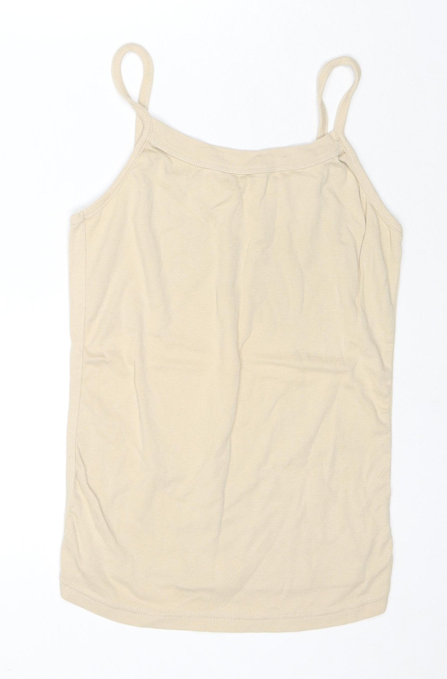 Ellie Louise Womens Beige Cotton Basic Tank Size 16 Round Neck
