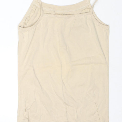 Ellie Louise Womens Beige Cotton Basic Tank Size 16 Round Neck