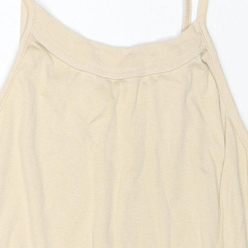 Ellie Louise Womens Beige Cotton Basic Tank Size 16 Round Neck