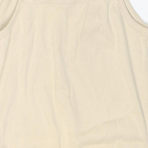 Ellie Louise Womens Beige Cotton Basic Tank Size 16 Round Neck