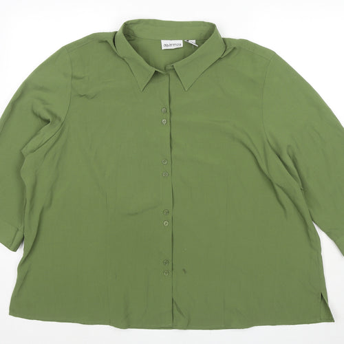 Apparenza Womens Green Polyester Basic Button-Up Size 3XL Collared
