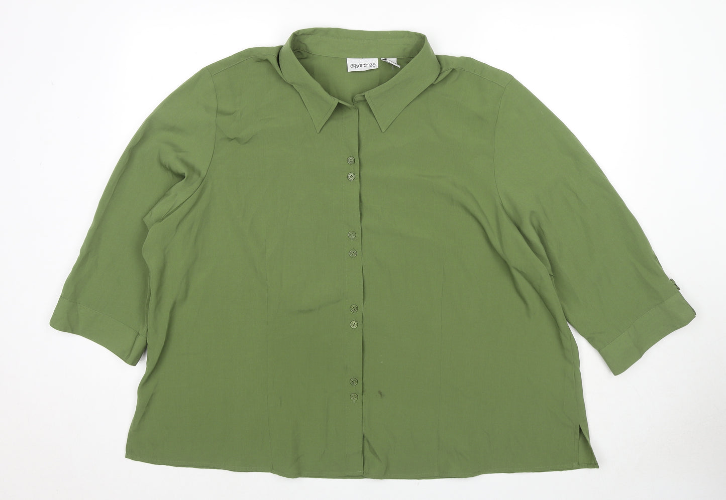 Apparenza Womens Green Polyester Basic Button-Up Size 3XL Collared