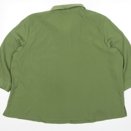 Apparenza Womens Green Polyester Basic Button-Up Size 3XL Collared