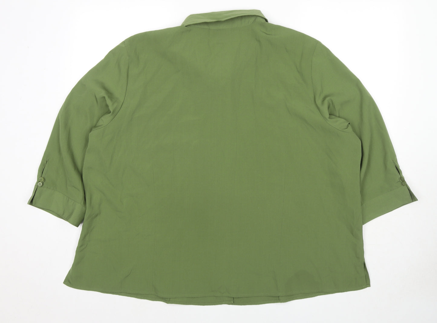 Apparenza Womens Green Polyester Basic Button-Up Size 3XL Collared