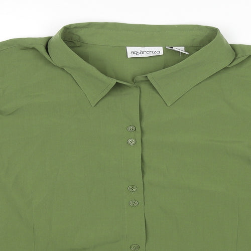 Apparenza Womens Green Polyester Basic Button-Up Size 3XL Collared