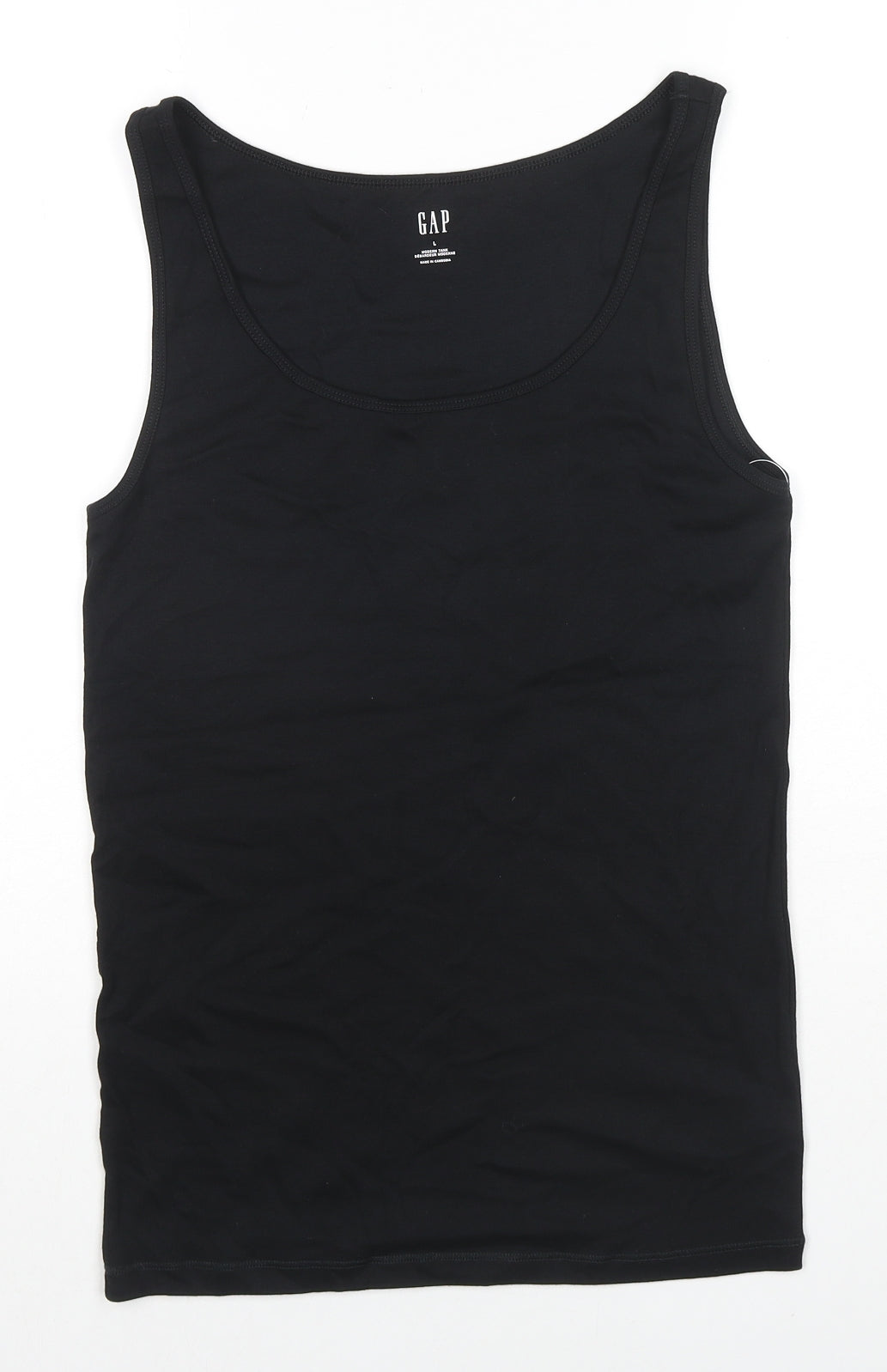 Gap Womens Black Cotton Basic Tank Size L Round Neck