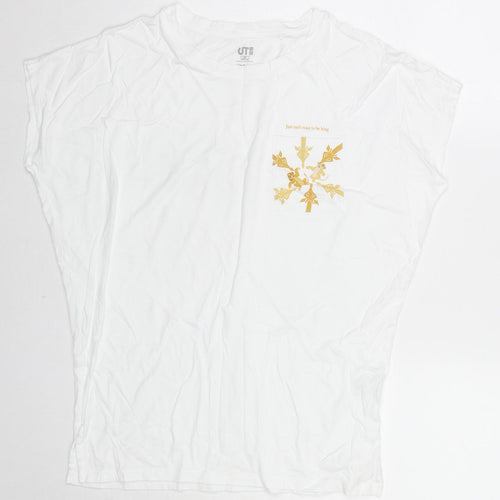 Uniqlo Womens White Cotton Basic T-Shirt Size XS Round Neck - Disney Lion King