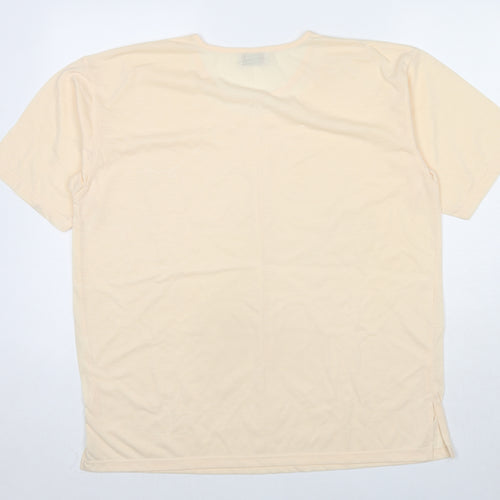 Lucky Womens Yellow Polyester Basic T-Shirt Size XL Round Neck