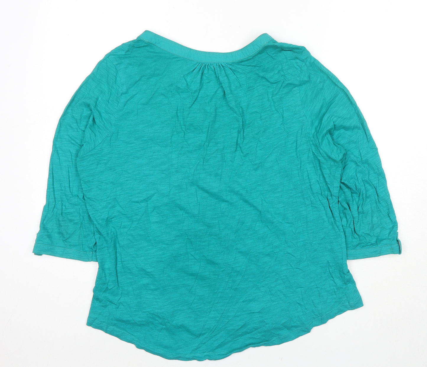 M&Co Womens Blue Cotton Basic T-Shirt Size 16 V-Neck