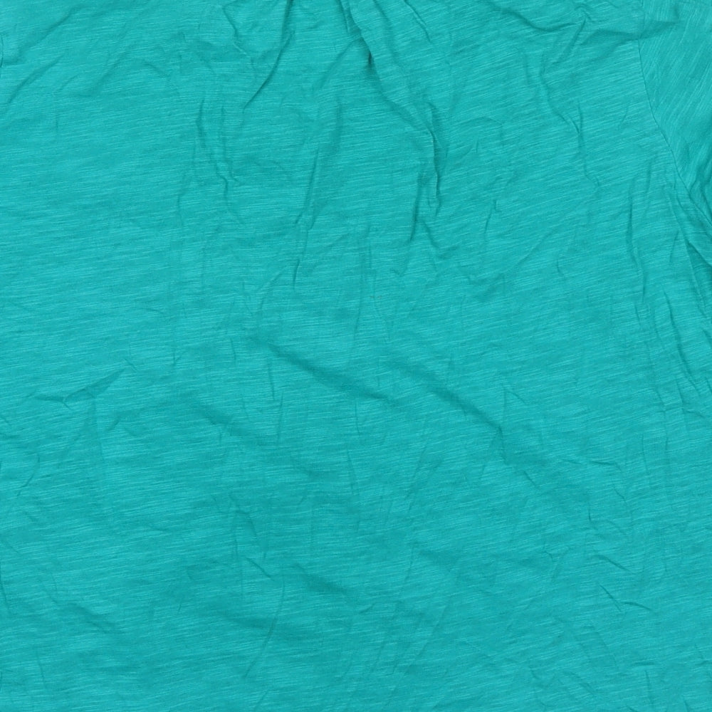 M&Co Womens Blue Cotton Basic T-Shirt Size 16 V-Neck