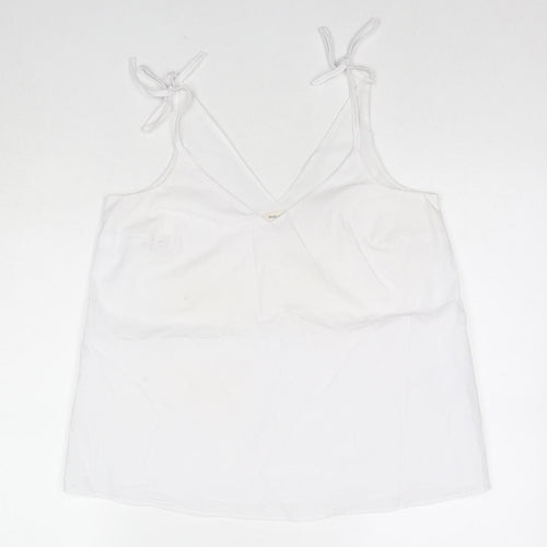 River Island Womens White Cotton Camisole Tank Size 10 V-Neck