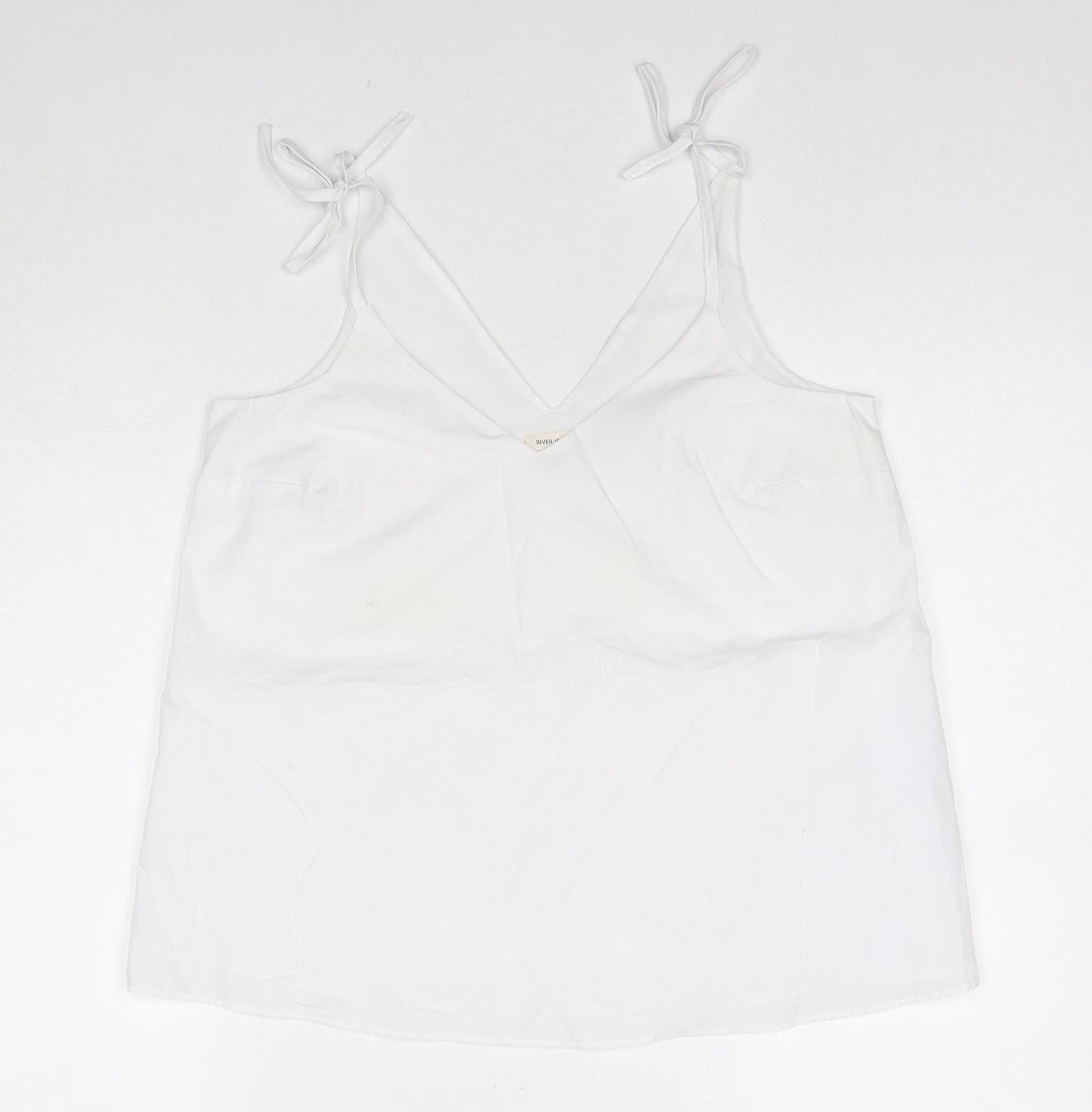 River Island Womens White Cotton Camisole Tank Size 10 V-Neck