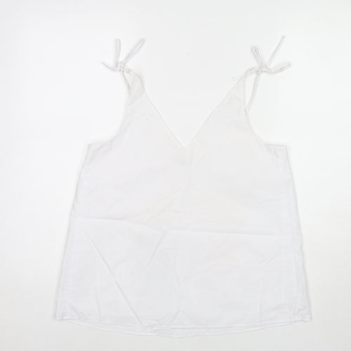 River Island Womens White Cotton Camisole Tank Size 10 V-Neck