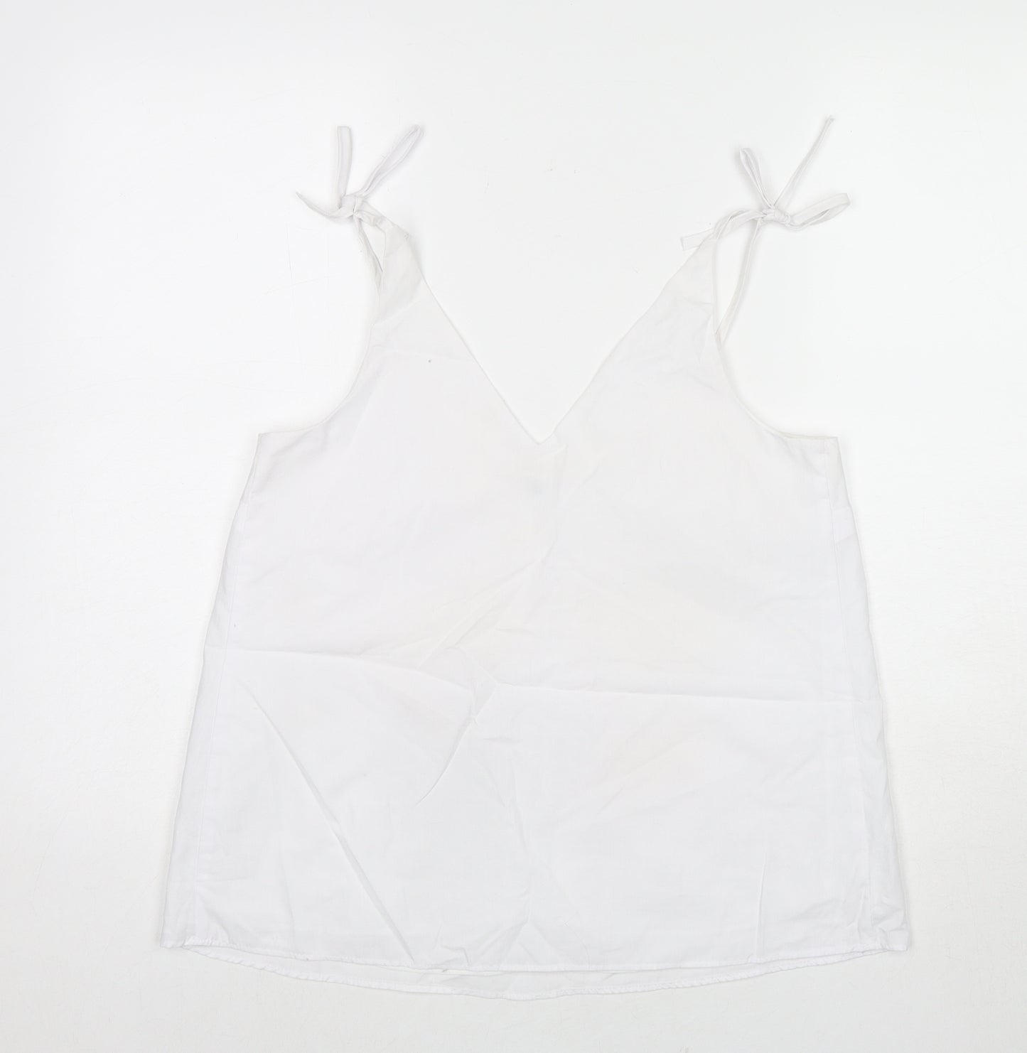 River Island Womens White Cotton Camisole Tank Size 10 V-Neck