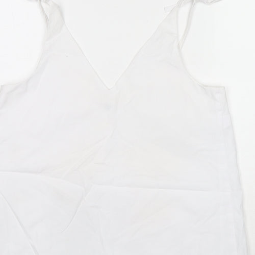 River Island Womens White Cotton Camisole Tank Size 10 V-Neck