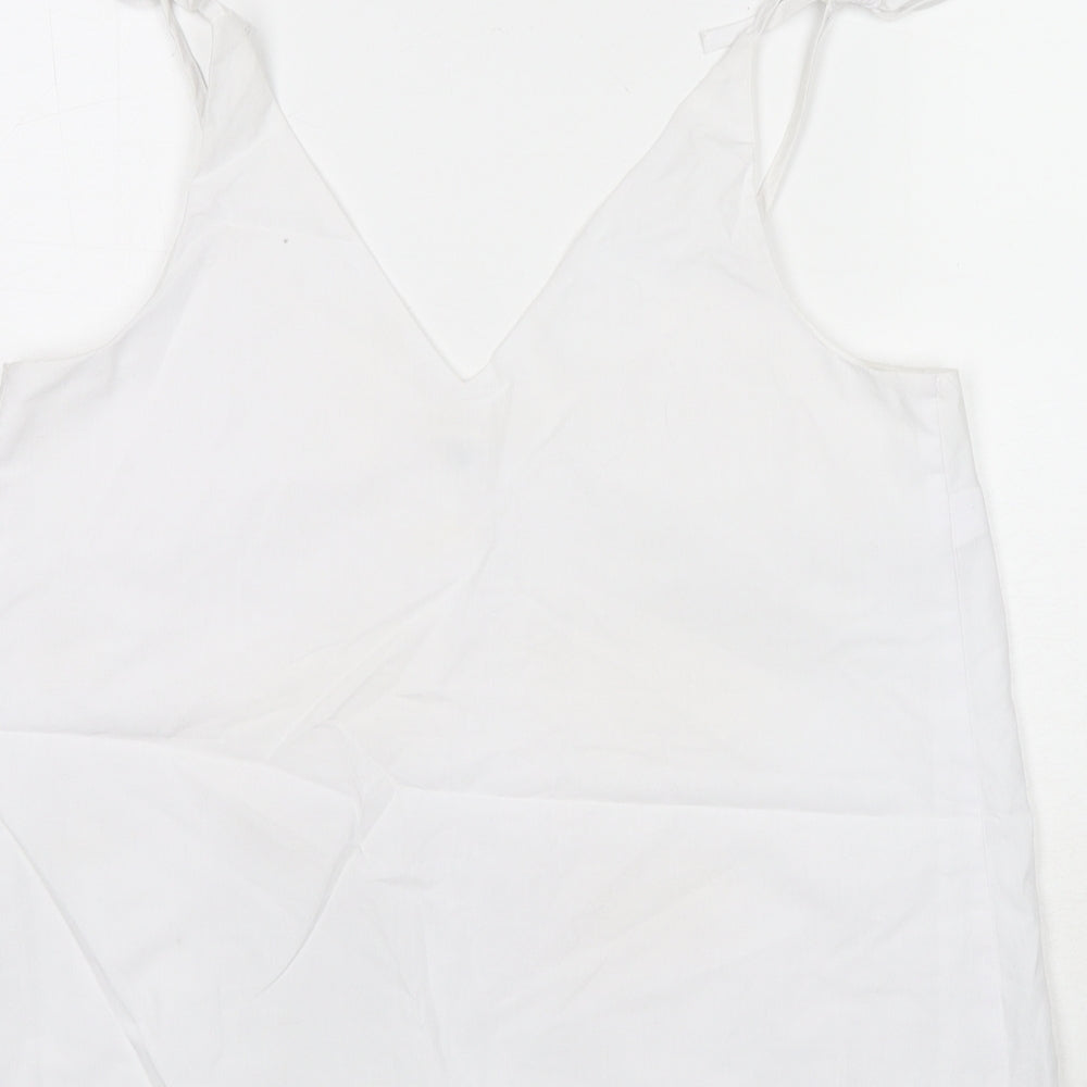 River Island Womens White Cotton Camisole Tank Size 10 V-Neck