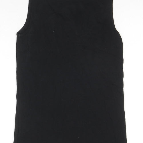 Marks and Spencer Womens Black Cotton Basic T-Shirt Size 14 Round Neck