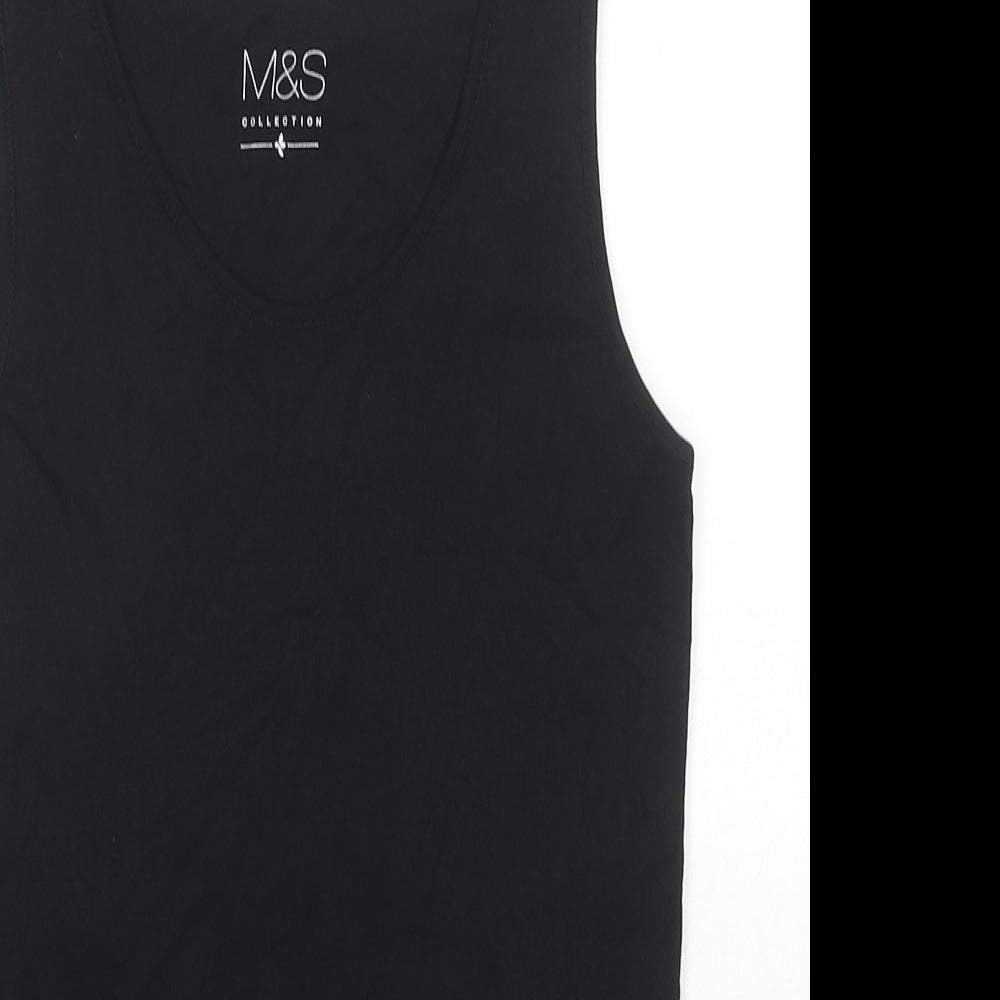 Marks and Spencer Womens Black Cotton Basic T-Shirt Size 14 Round Neck