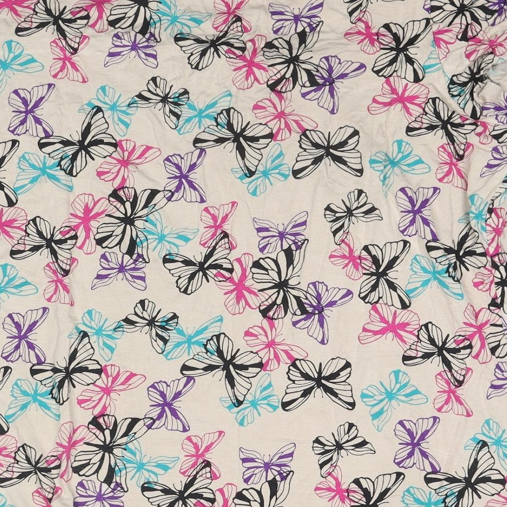 Marks and Spencer Womens Beige Viscose Basic Blouse Size 22 Round Neck - Butterflies