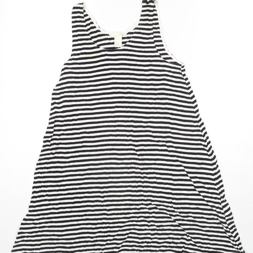 H&M Womens Black Striped Viscose Tunic Tank Size S Round Neck