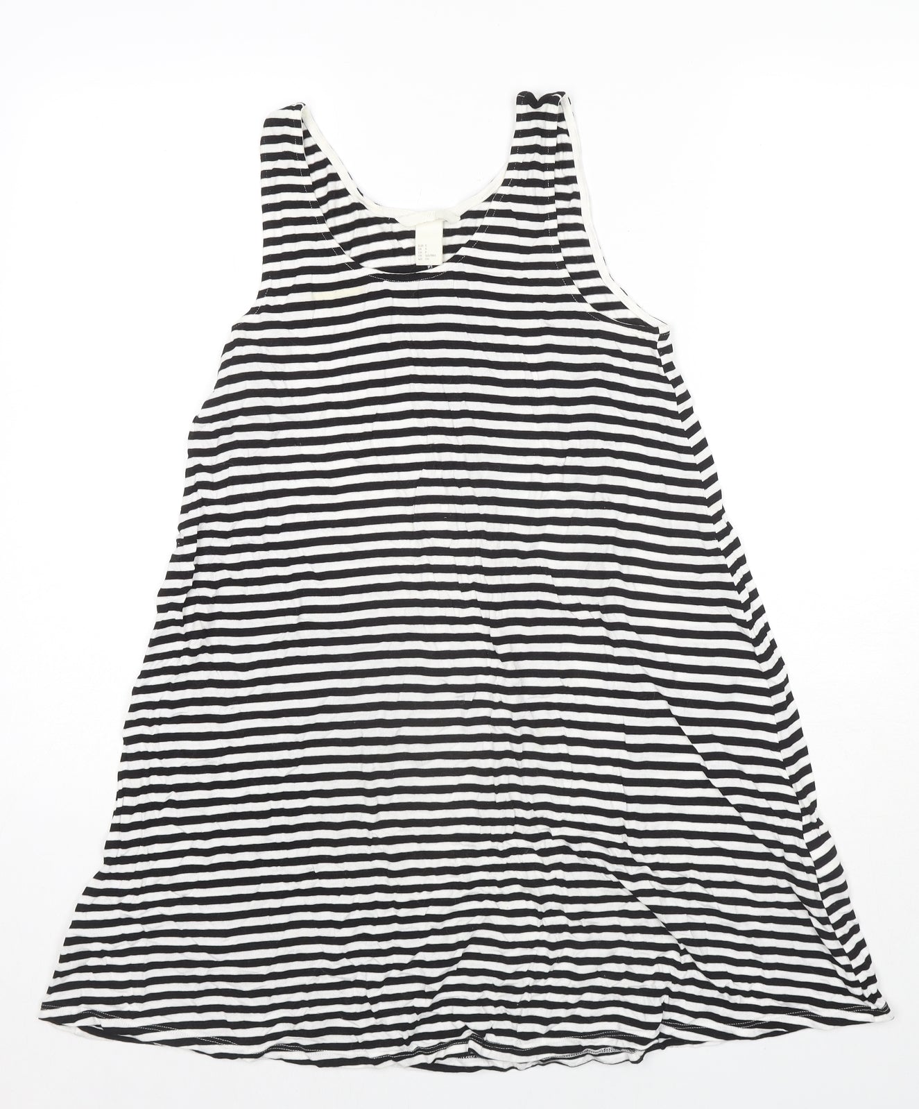 H&M Womens Black Striped Viscose Tunic Tank Size S Round Neck