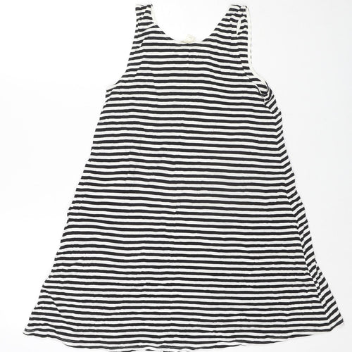 H&M Womens Black Striped Viscose Tunic Tank Size S Round Neck