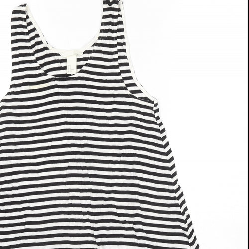 H&M Womens Black Striped Viscose Tunic Tank Size S Round Neck