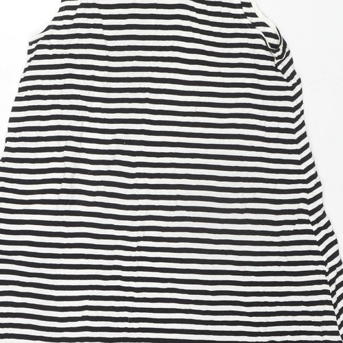 H&M Womens Black Striped Viscose Tunic Tank Size S Round Neck