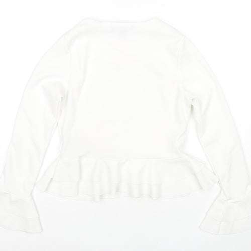Cameo Rose Womens White Polyester Basic Blouse Size 8 Round Neck
