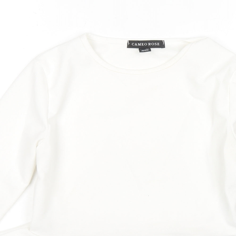 Cameo Rose Womens White Polyester Basic Blouse Size 8 Round Neck